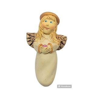 Vintage Angel Brooch Pink June or October Birth Stone 1998 SE Signed 1.75" M1